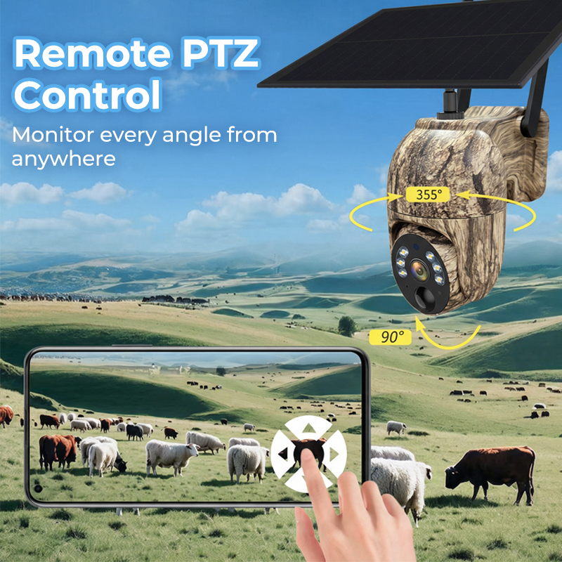 Solar PTZ Surveillance Camera with Solar Panel and Battery