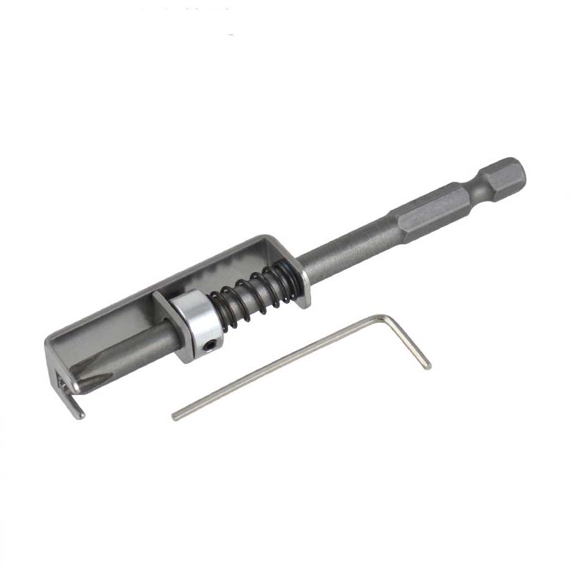 Spring-loaded screw holder attachment for drills