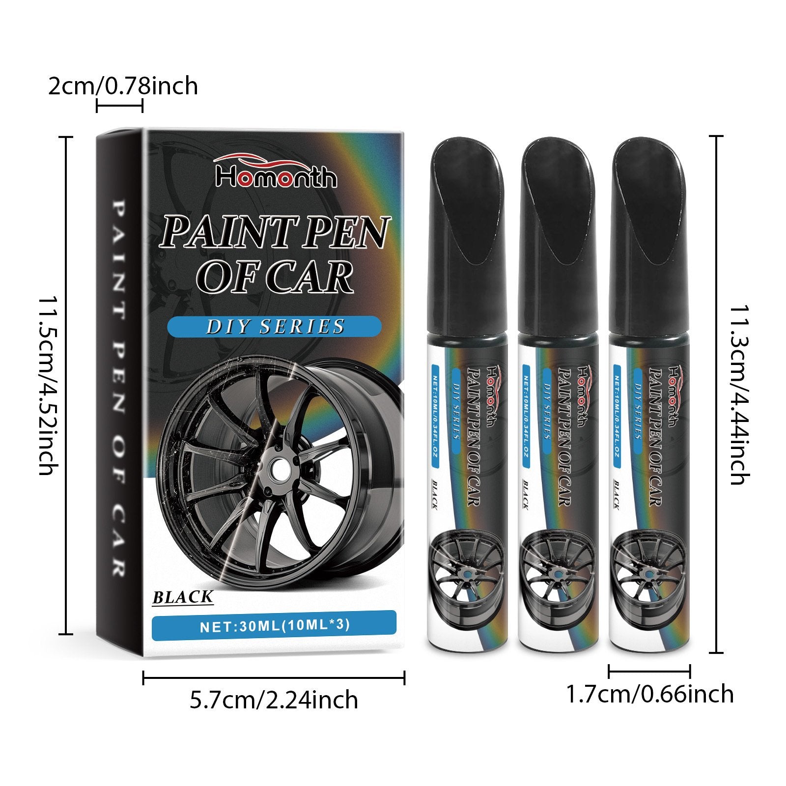 Lackstift für Felgen – Kratzerreparatur in Schwarz 30 ml