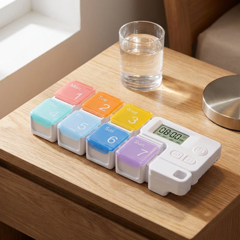 Digital pillbox with timer – 4 alarms and large buttons
