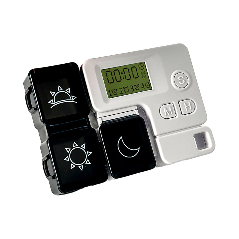 Digital pillbox with timer – 4 alarms and large buttons