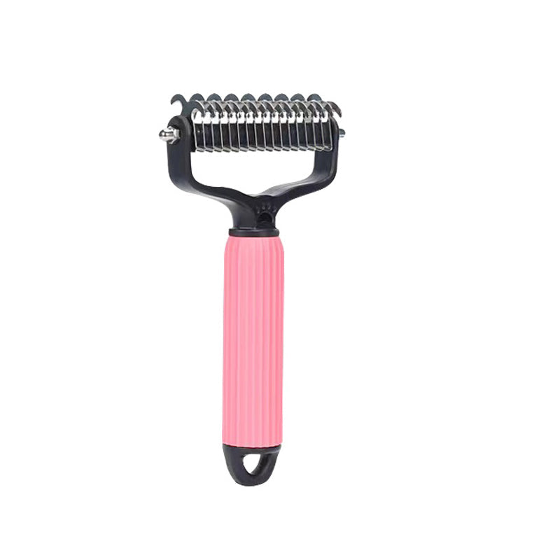 Fur grooming brush for dogs and cats with safety blades