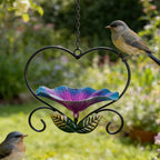 Vogelfutterspender Herz mit Blütenschale
