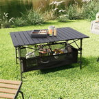 Klappbarer Campingtisch mit Rollup-Tischplatte