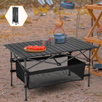 Klappbarer Campingtisch mit Rollup-Tischplatte