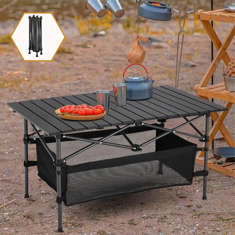 Klappbarer Campingtisch mit Rollup-Tischplatte