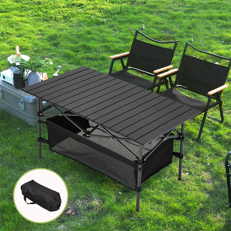 Klappbarer Campingtisch mit Rollup-Tischplatte