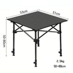 Klappbarer Campingtisch mit Rollup-Tischplatte