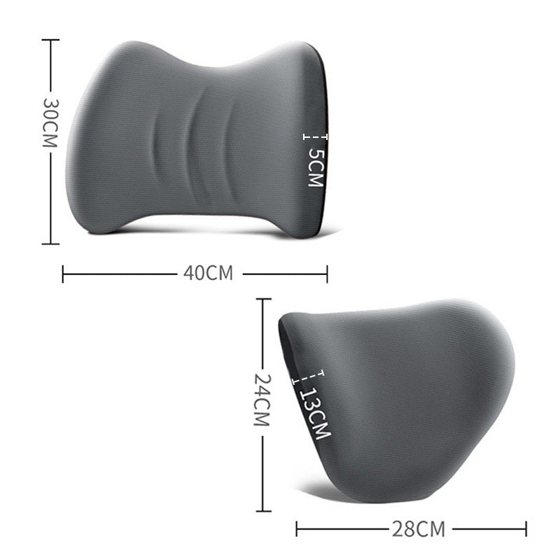 Ergonomic headrest and lumbar pillow set for car