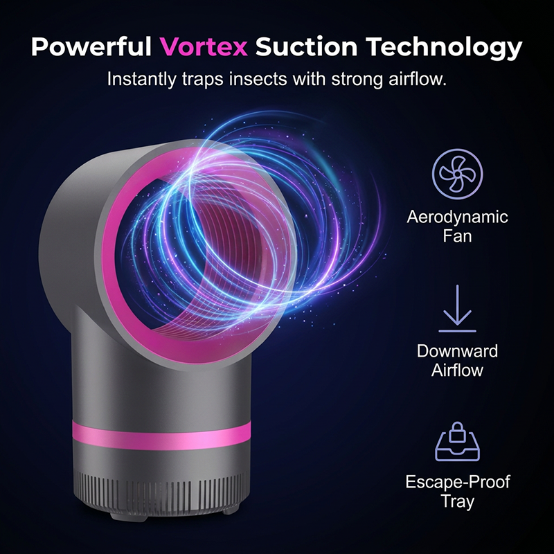 USB mosquito killer lamp with 360° suction technology