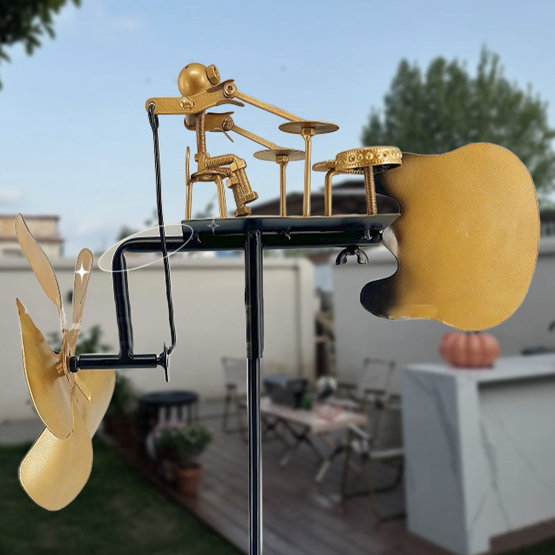 Windspiel Schlagzeuger – Kinetische Gartendekoration mit Musikmotiv