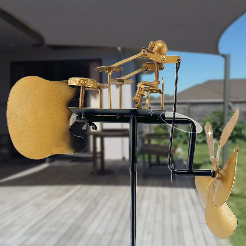 Windspiel Schlagzeuger – Kinetische Gartendekoration mit Musikmotiv