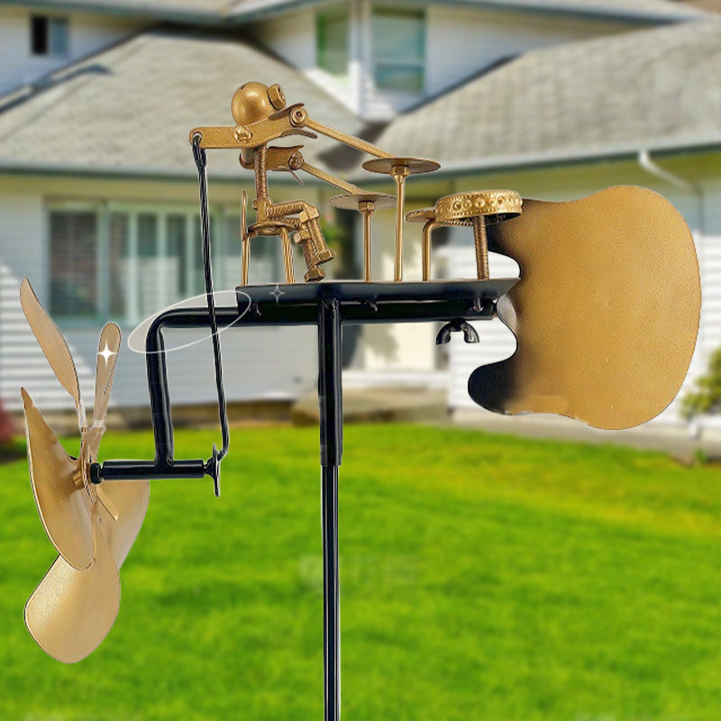 Windspiel Schlagzeuger – Kinetische Gartendekoration mit Musikmotiv