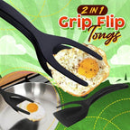 2-in-1 Grill Tongs with Spatula – Silicone Handles for Coated Pans