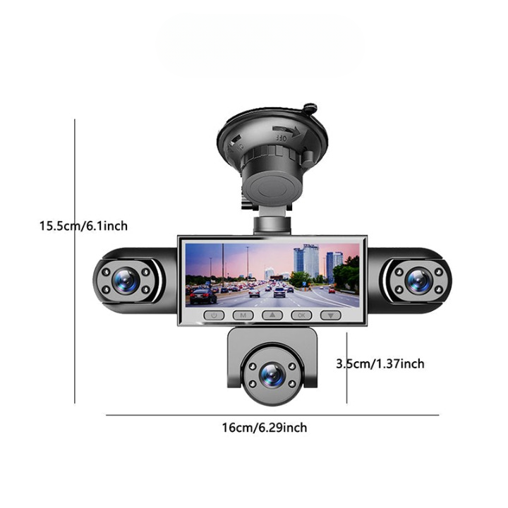 Panorama-Dashcam mit Mehrfachkameras und Nachtsicht