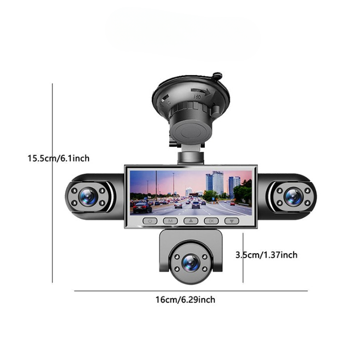 Panorama-Dashcam mit Mehrfachkameras und Nachtsicht