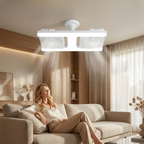 Deckenventilator mit LED-Licht und verstellbaren Doppelköpfen