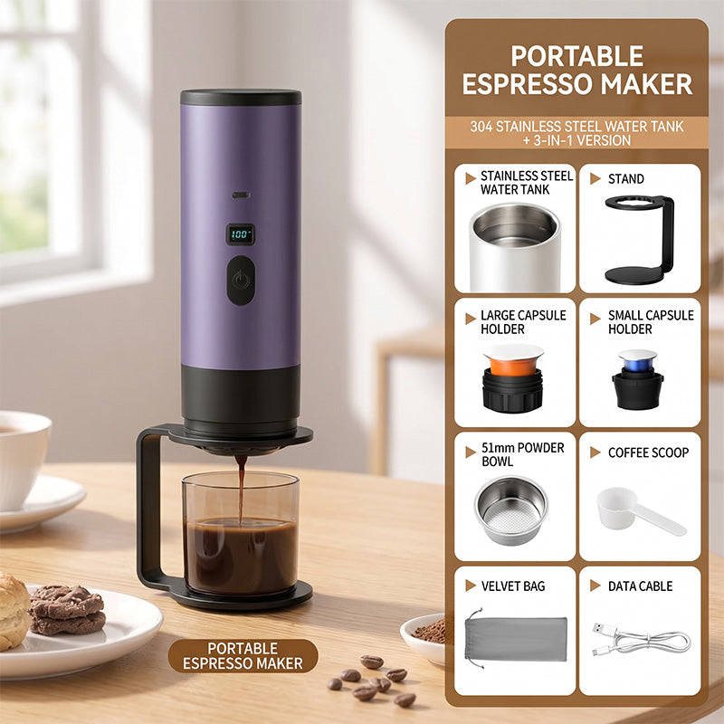 Tragbare Espressomaschine mit LCD-Display – Akkubetrieben