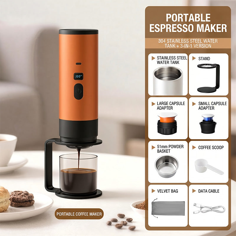 Tragbare Espressomaschine mit LCD-Display – Akkubetrieben