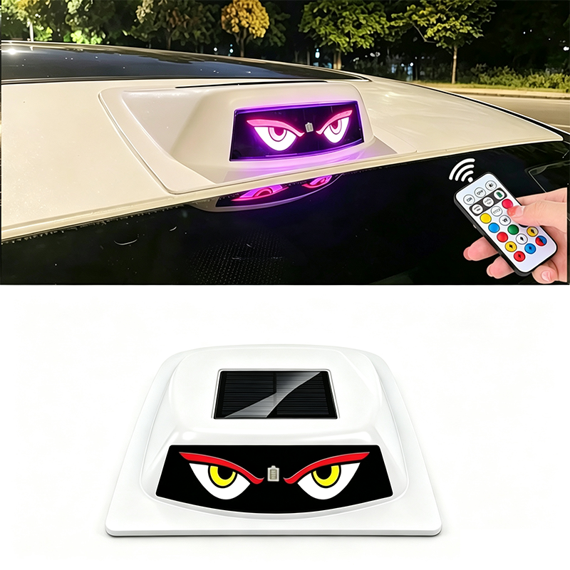 Solar-Dachwarnleuchte mit LED-Teufelsaugen-Design und Fernbedienung