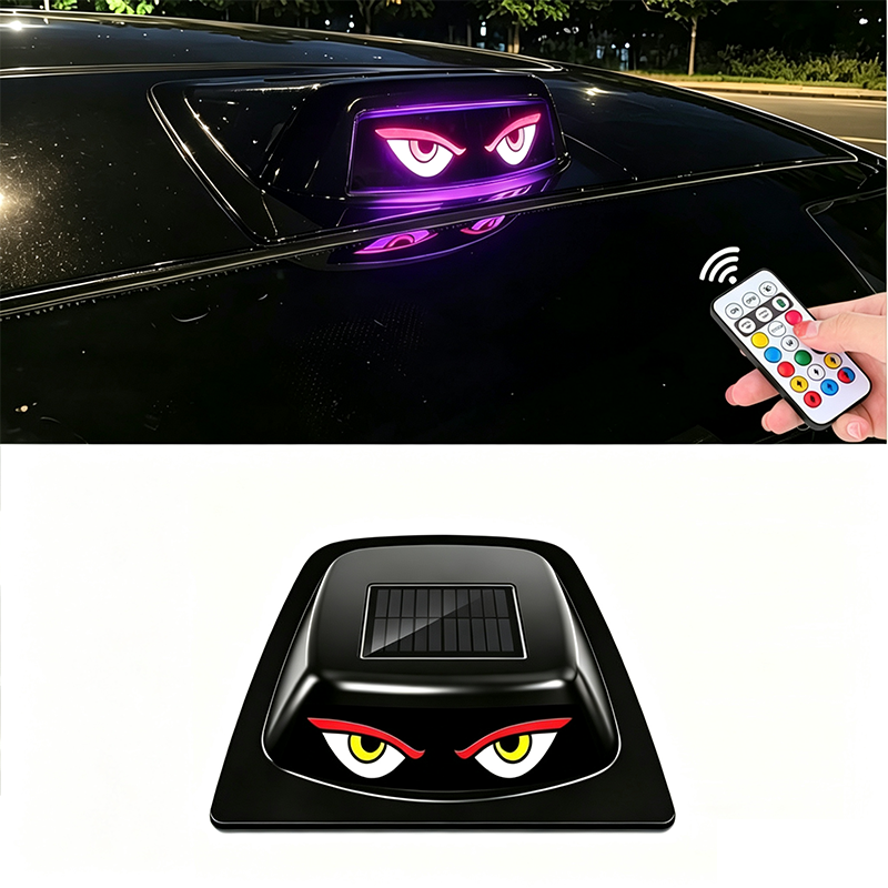 Solar-Dachwarnleuchte mit LED-Teufelsaugen-Design und Fernbedienung