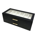 Sonnenbrillen-Organizer PU-Leder 2-stöckig mit Glasdeckel