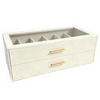 Sonnenbrillen-Organizer PU-Leder 2-stöckig mit Glasdeckel