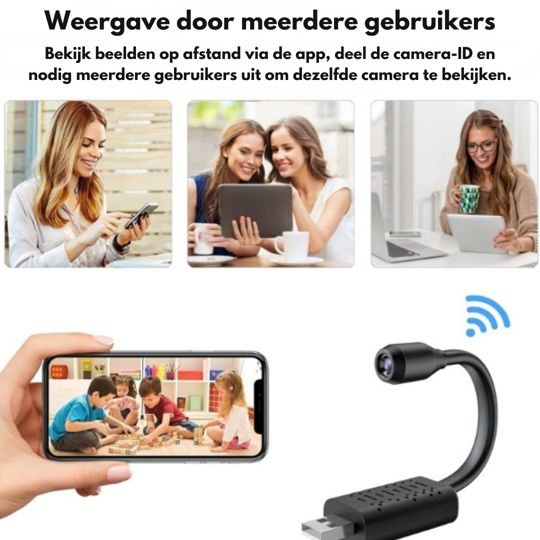 Mini surveillance camera with swivel arm – Wi-Fi and AI detection