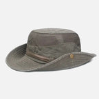 Outdoor sun hat with adjustable straps and wide brim