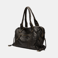 Schwarze Handtasche aus PU-Leder mit Vintage-Waschung
