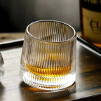 Whiskey Glass with 360° Rotating Function – Textured Design
