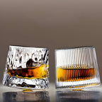 Whiskey Glass with 360° Rotating Function – Textured Design