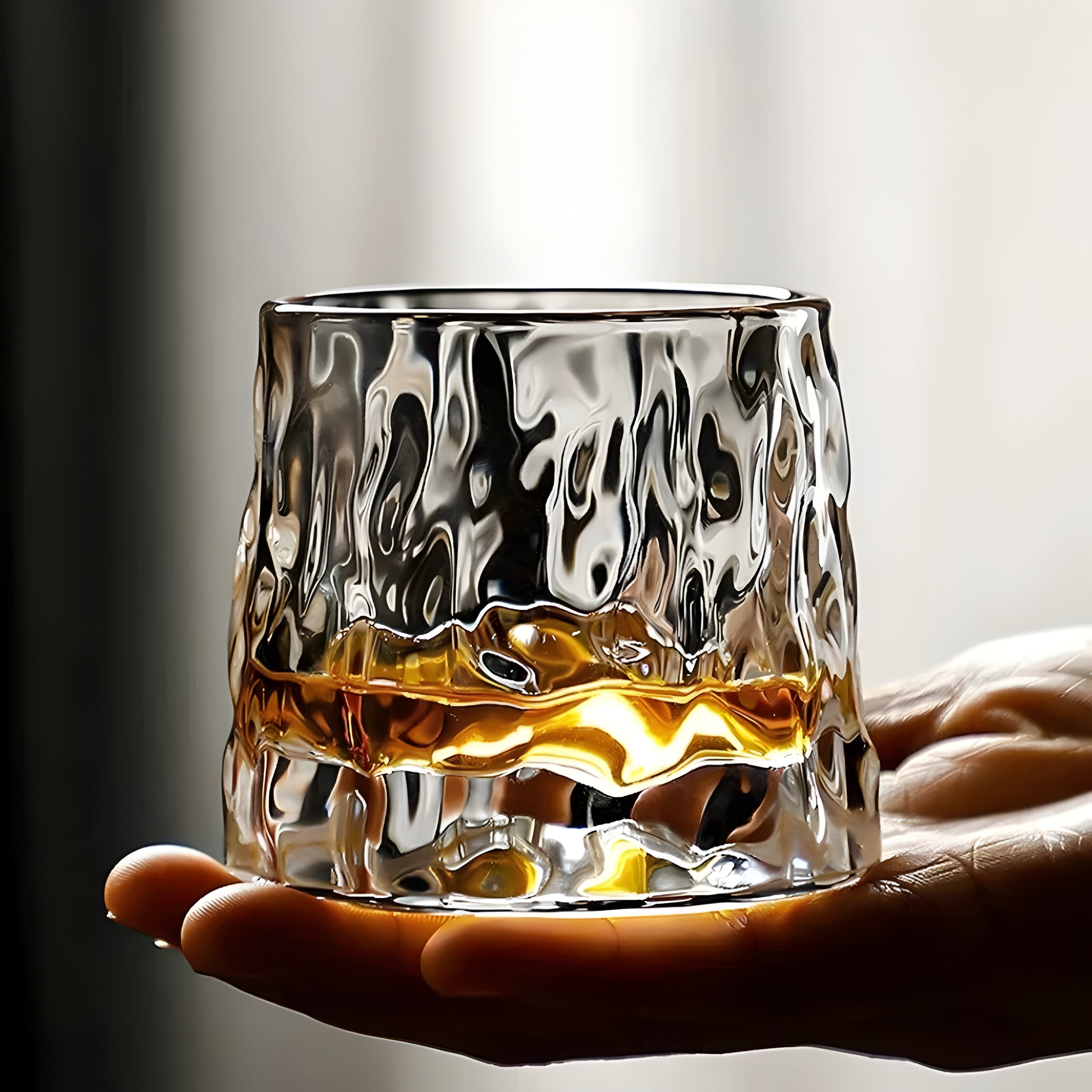 Whiskyglas mit 360° Drehfunktion – Strukturiertes Design