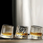 Whiskey Glass with 360° Rotating Function – Textured Design