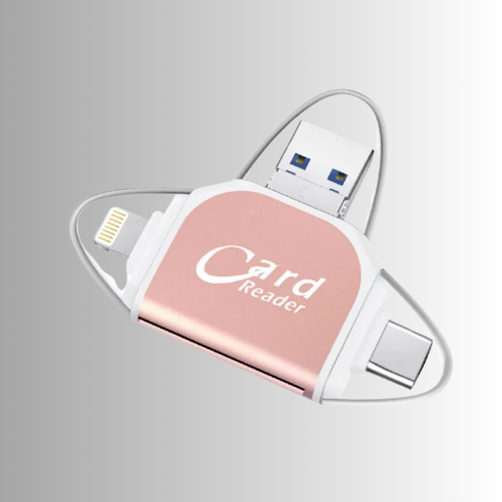 4-in-1 Card Reader with Multi-Interface - SD, Micro SD, USB, Type-C