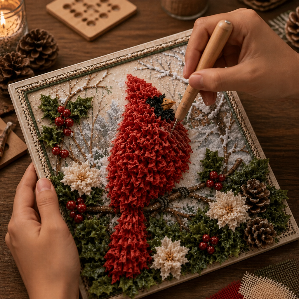 3D Stoff-Bastelset Weihnachten mit vorgestanzter Schablone