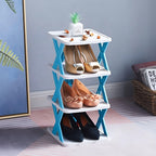 Foldable shoe rack with 3-7 tiers