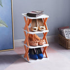 Foldable shoe rack with 3-7 tiers