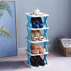 Foldable shoe rack with 3-7 tiers
