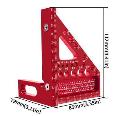 Winkellineal Aluminium mit Mehrfachwinkel-Funktion