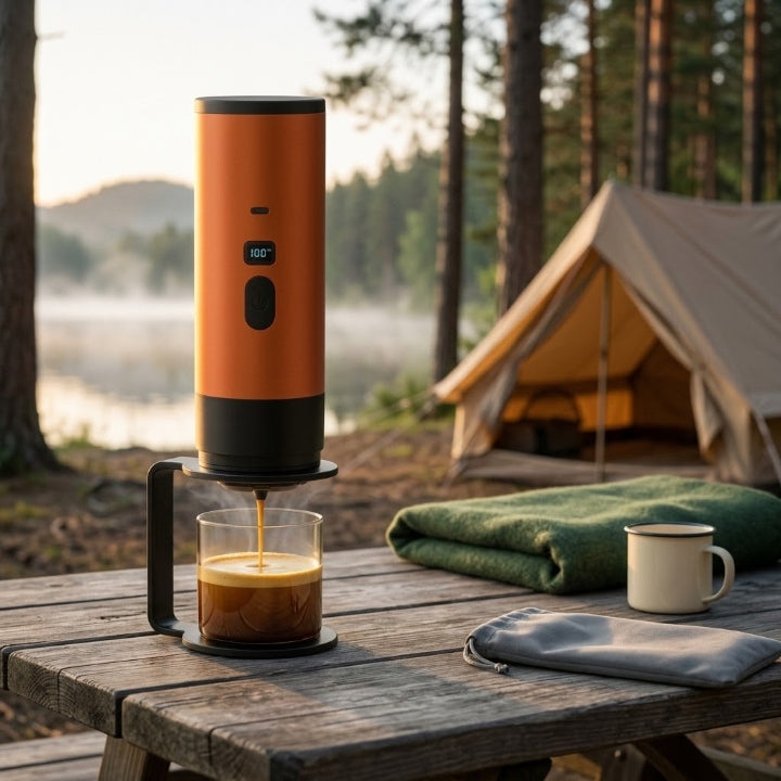 Tragbare Espressomaschine mit Heizfunktion, Akku 7800 mAh, USB-C, 90 ml