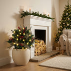 Illuminated Christmas arrangement with ground stake for planters, 68 cm wide