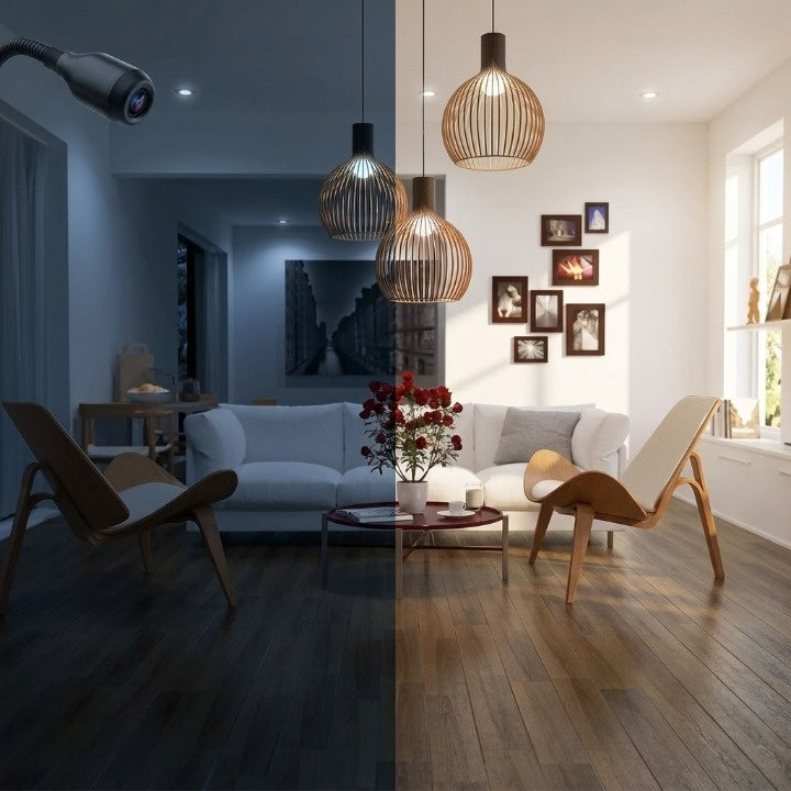 Mini surveillance camera with swivel arm – Wi-Fi and AI detection
