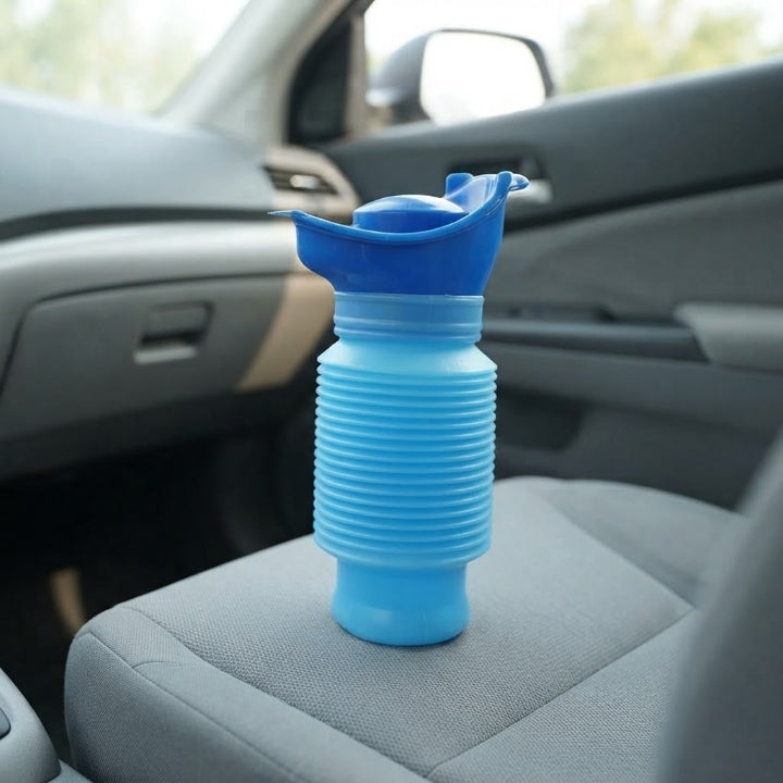 Mobiles Urinal für Männer, dehnbar auf 33 cm, auslaufsicherer Schraubverschluss — für Auto, Camping & Wandern