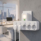 5-way wall outlet adapter with individual switches and night light