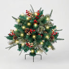 Illuminated Christmas arrangement with ground stake for planters, 68 cm wide