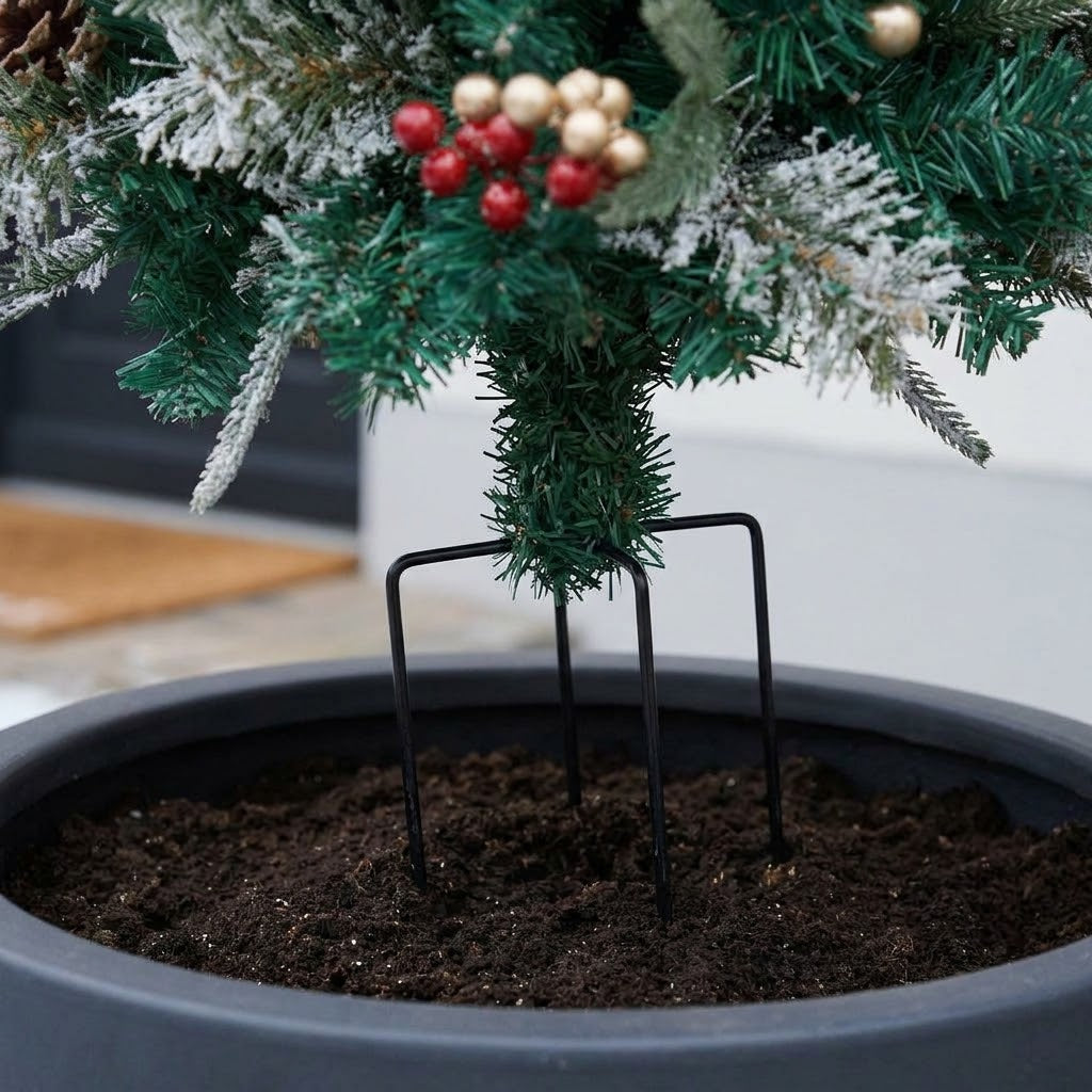 Illuminated Christmas arrangement with ground stake for planters, 68 cm wide