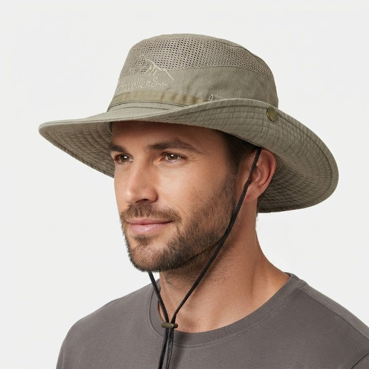 Outdoor-Sonnenhut mit verstellbaren Riemen und breiter Krempe