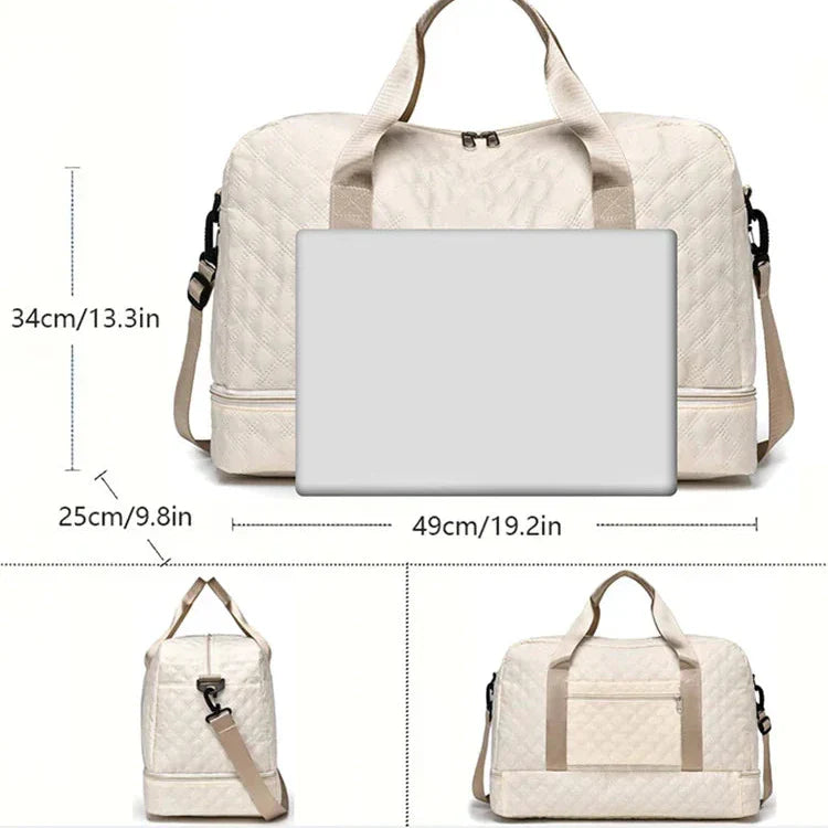 Gesteppte Reisetasche mit Schuhfach