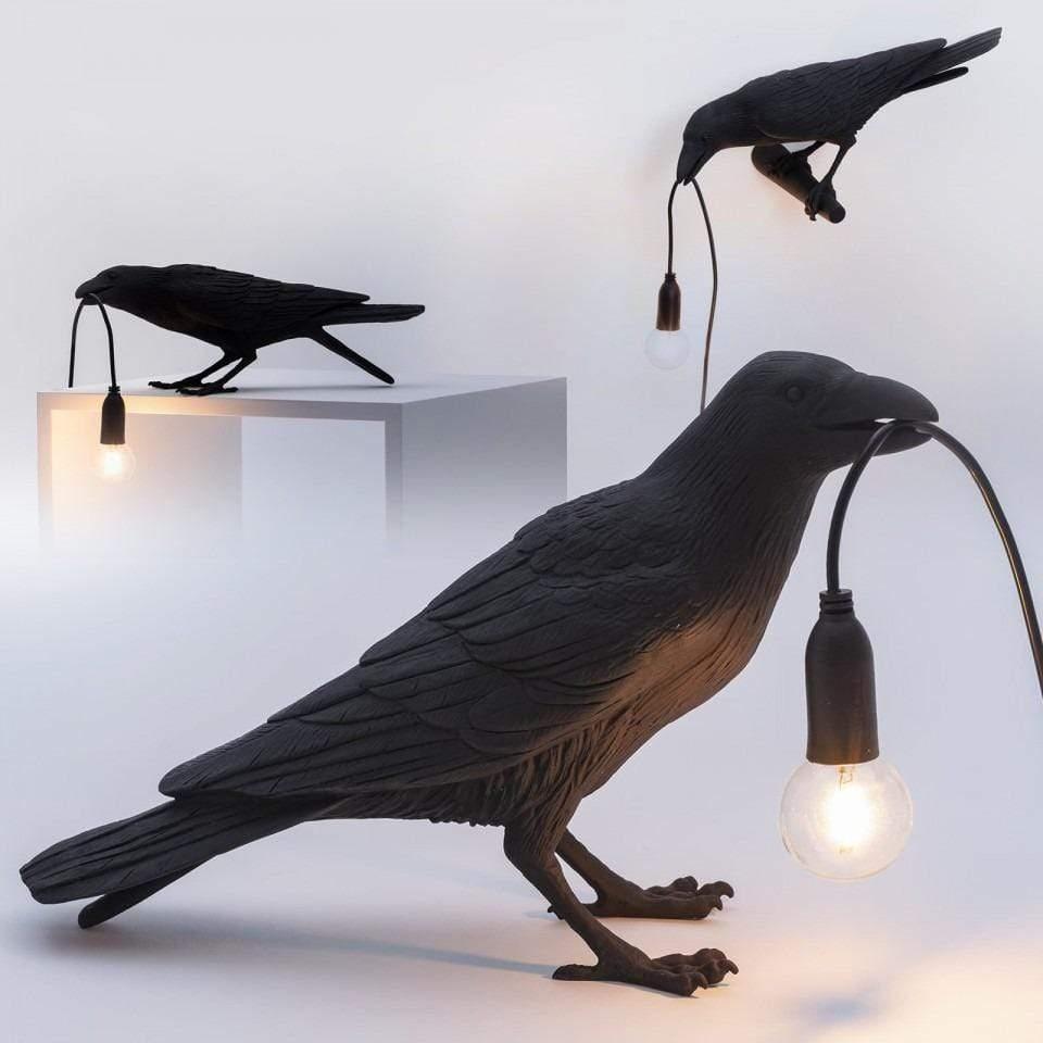 Raben-Tischlampe – Künstlerisches Design mit warmem Licht
